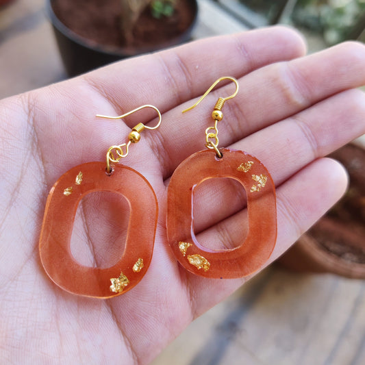 Burnt Orange with Gold Foil Accents Earrings
