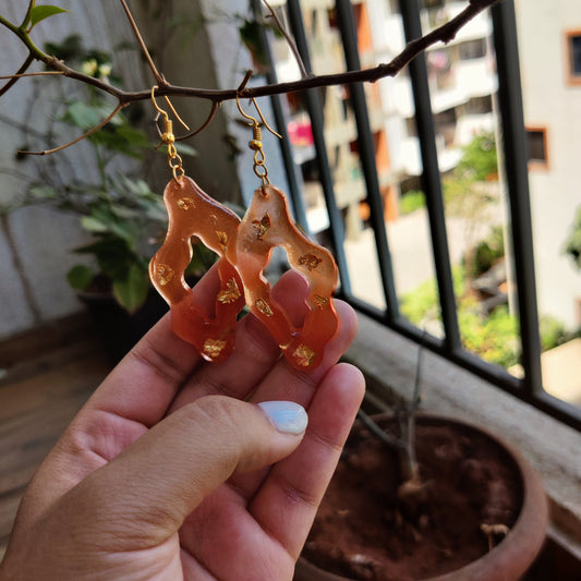 Amber Gold Resin Earrings