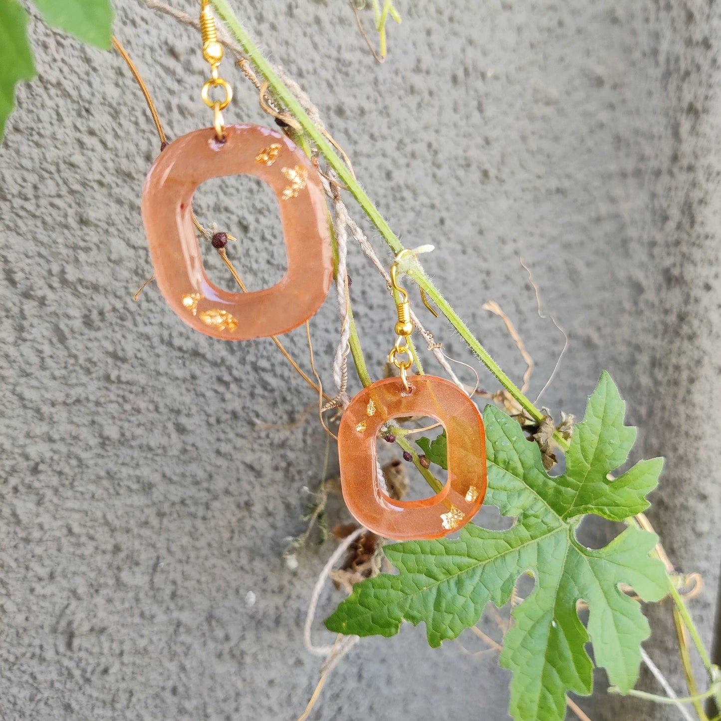 Burnt Orange with Gold Foil Accents Earrings