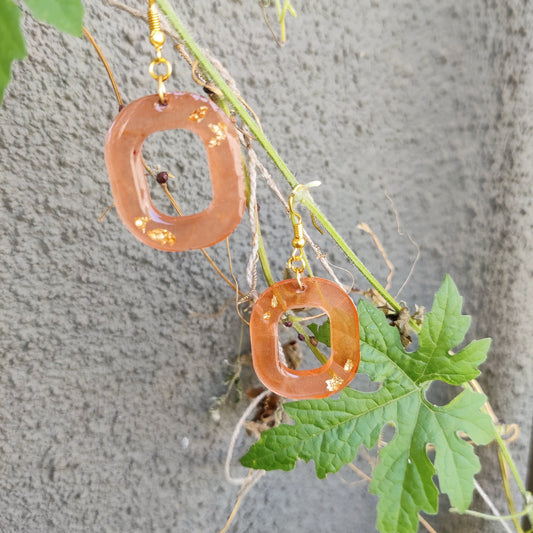 Burnt Orange with Gold Foil Accents Earrings
