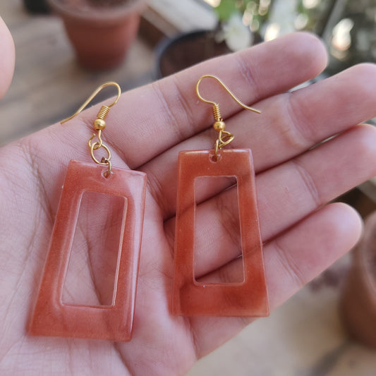 Terracotta Geometric Resin Earrings