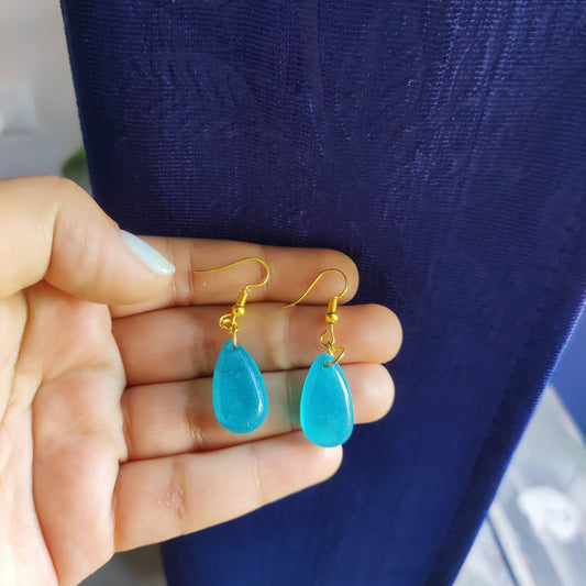 Ocean Blue Teardrop Resin Earrings