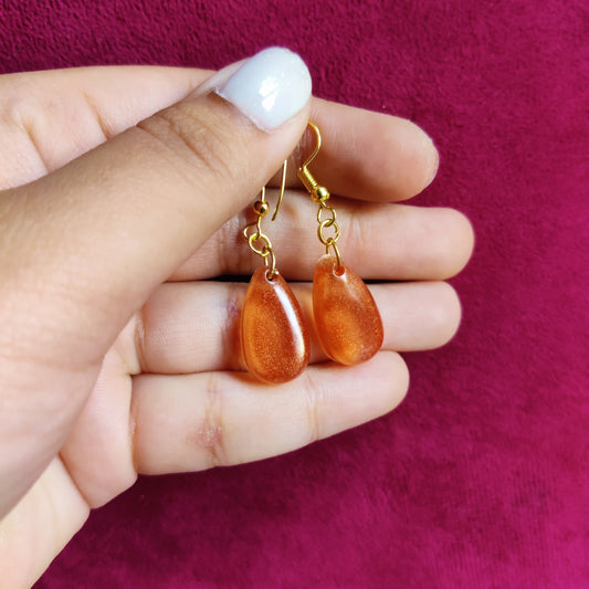 Amber Teardrop Resin Earrings