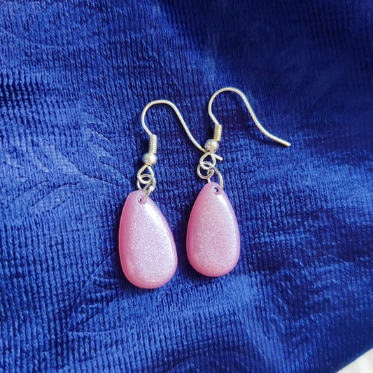 Blush Pink Teardrop Resin Earrings