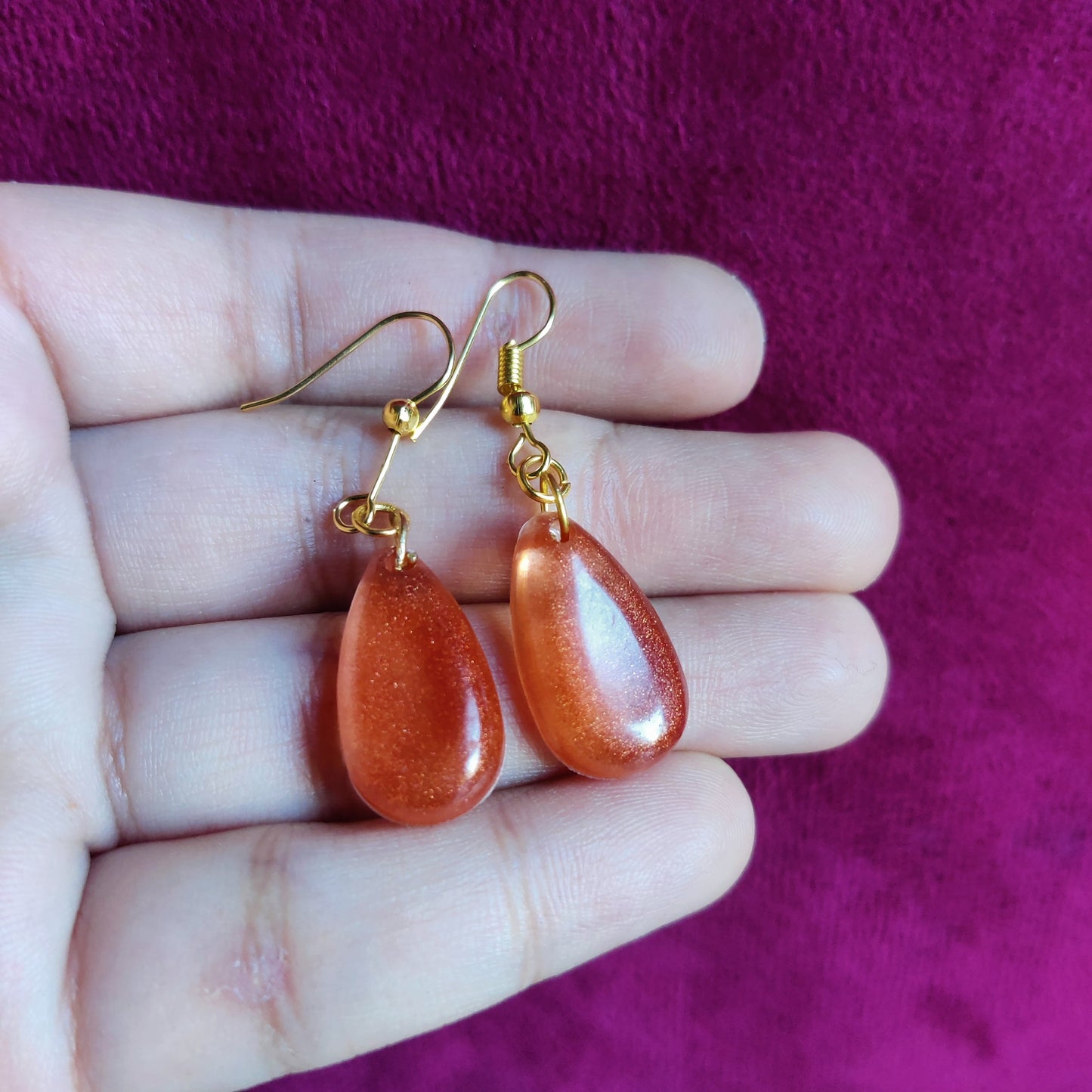Amber Teardrop Resin Earrings