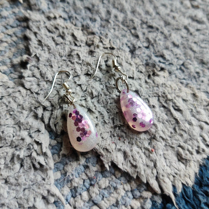 Glitter Teardrop Resin Earrings